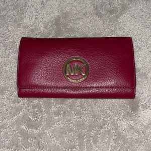 MK red leather wallet